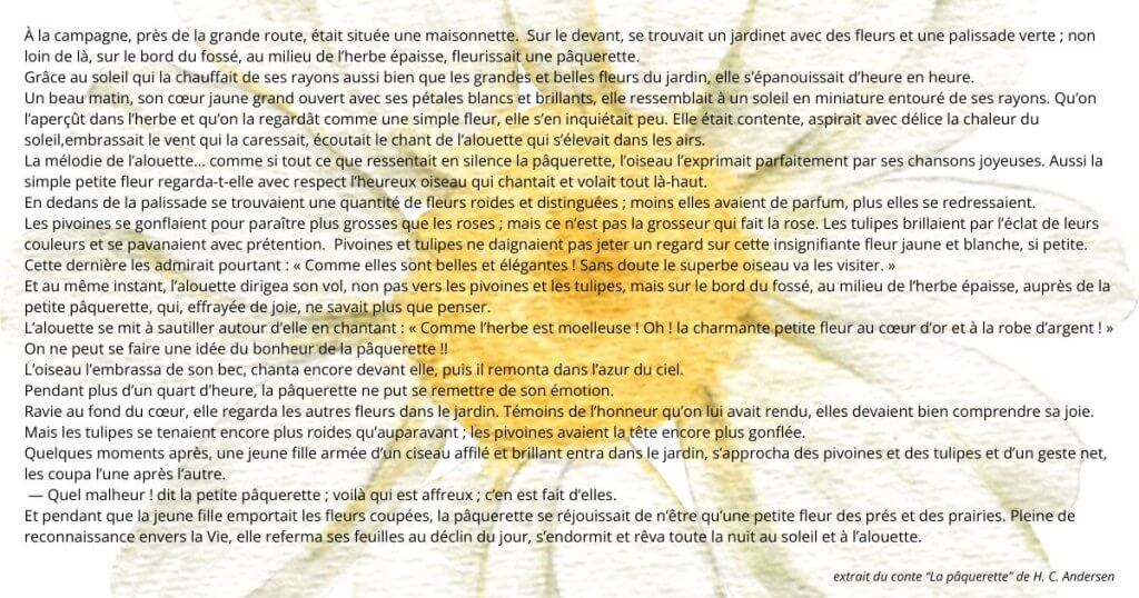 pâquerette-conte-Andersen conte d'Andersen - à fleur d'âne