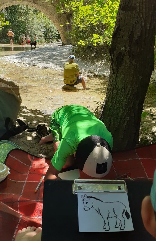 activités créatives et récréatives en après-midi après la baignade en rivière - à fleur d'âne