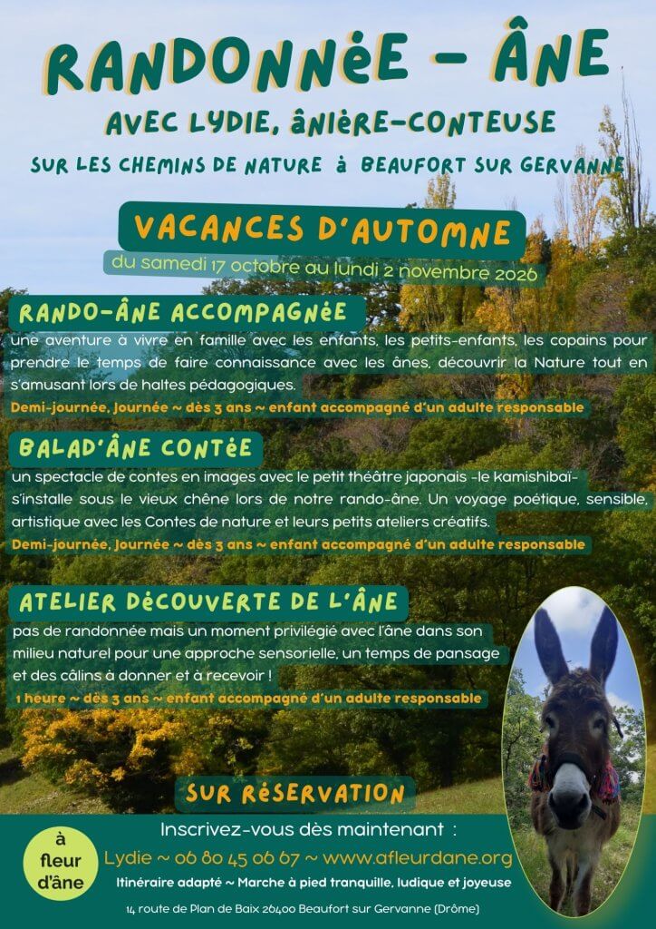 les animations avec les ânes pour les vacances d'Automne - à fleur d'âne